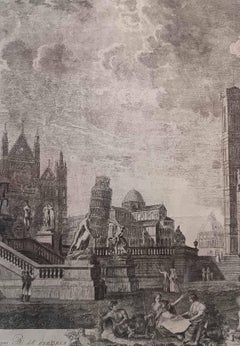A Pair of Engravings from the Late 19th Century Depicting Monuments in Rome and Etruria
