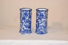 Late 19th Century Pair of Flow Blue Vases
