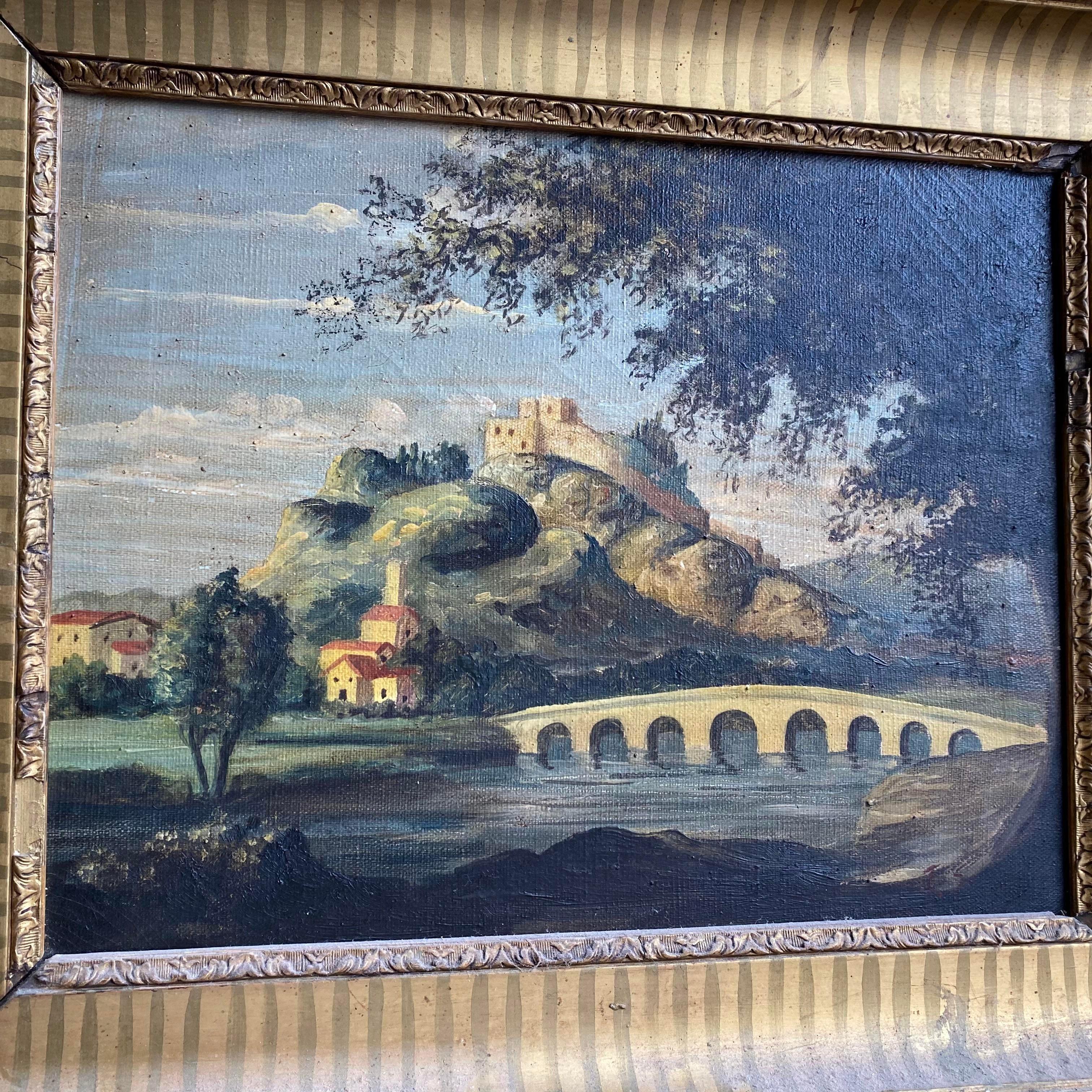 Late 19th Century Pair of Framed Oil on Canvas English Landscapes In Good Condition In Catania, Sicilia