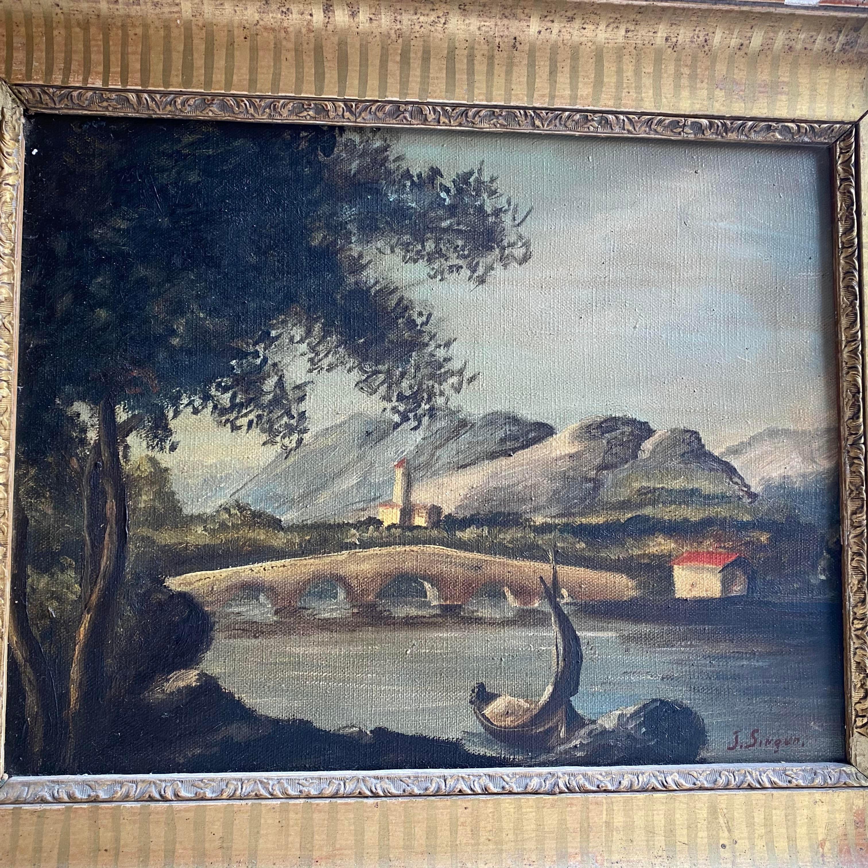 Late 19th Century Pair of Framed Oil on Canvas English Landscapes 1