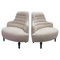 Late 19th Century Pair of French Baroque Style Armchairs Newly Upholstered