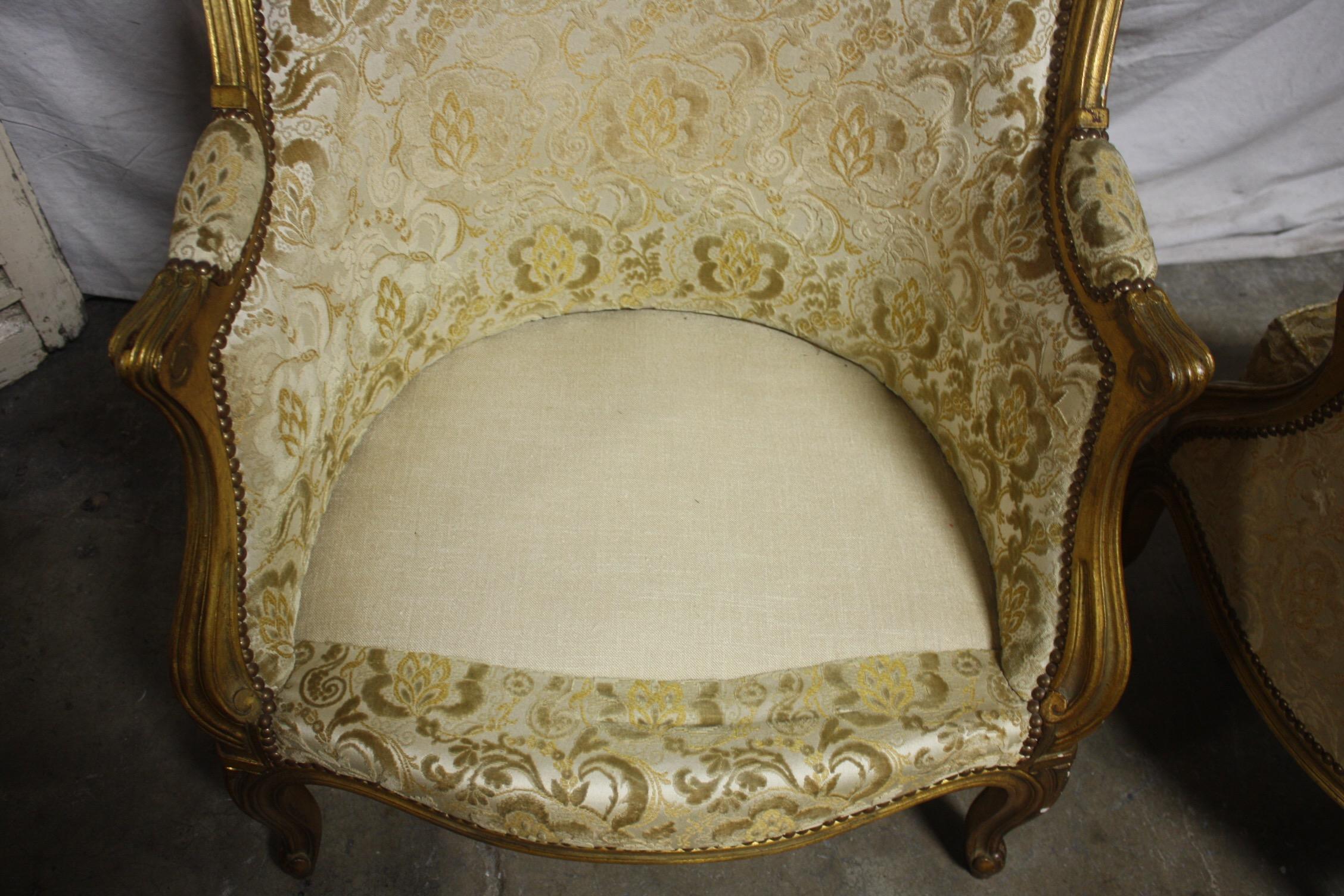 Late 19th Century Pair of French Bergere Chairs 4