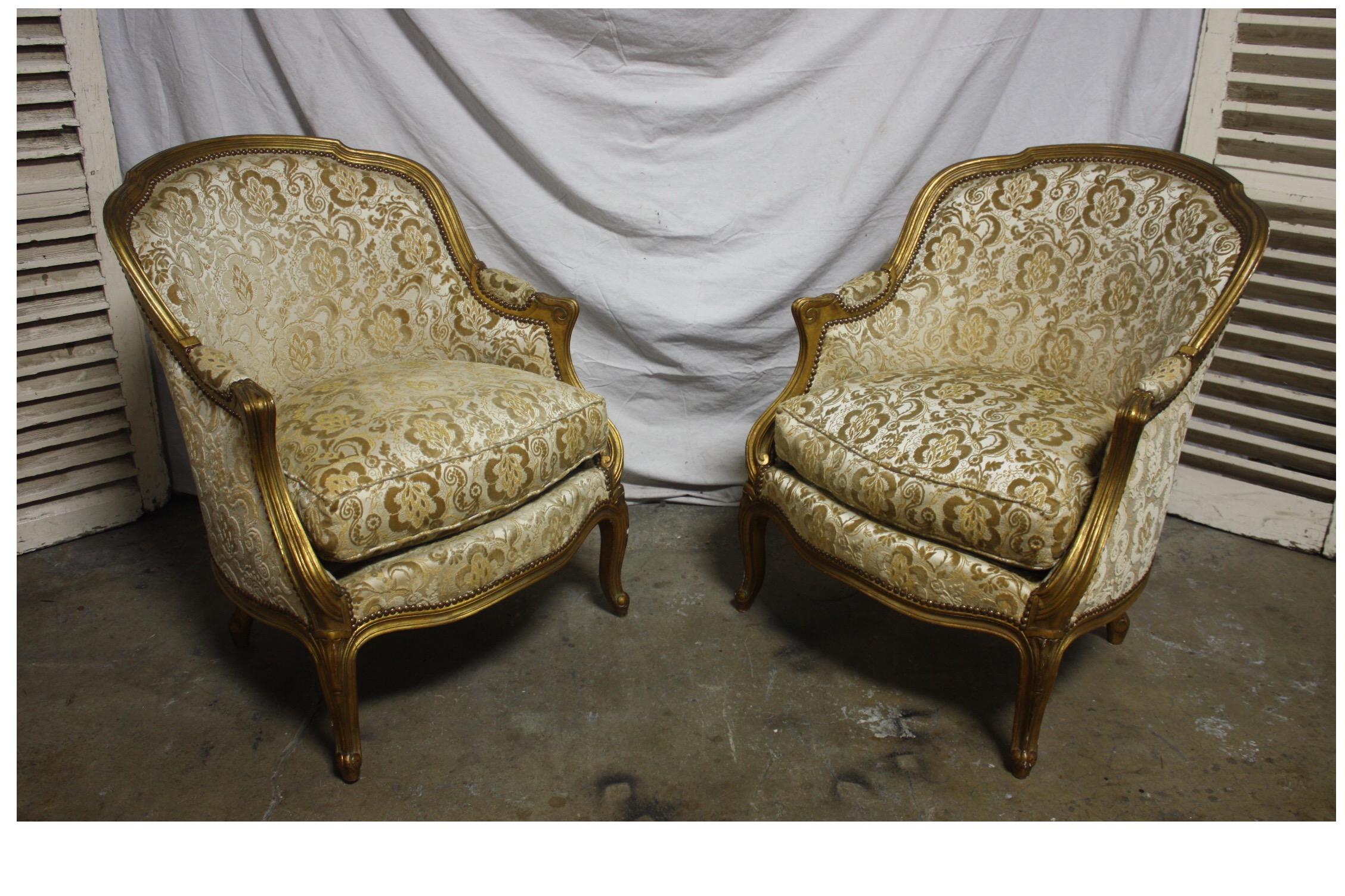 Louis XV Late 19th Century Pair of French Bergere Chairs