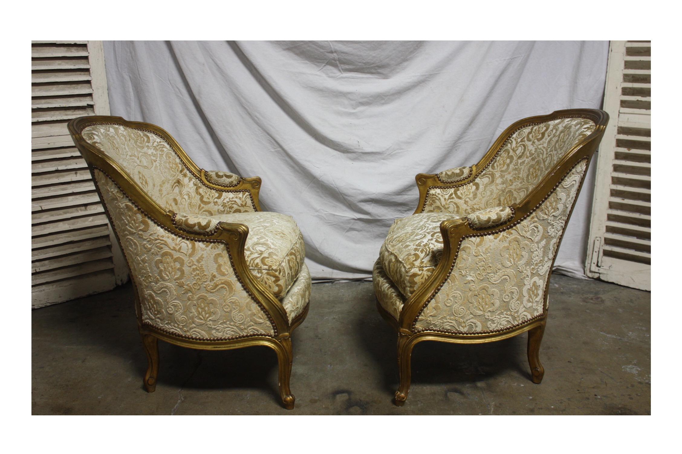Late 19th Century Pair of French Bergere Chairs In Excellent Condition In Stockbridge, GA