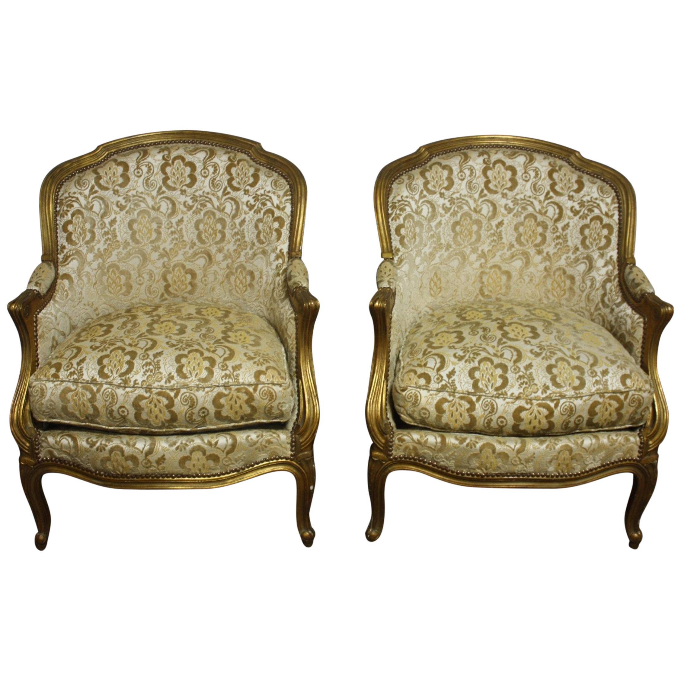 Late 19th Century Pair of French Bergere Chairs