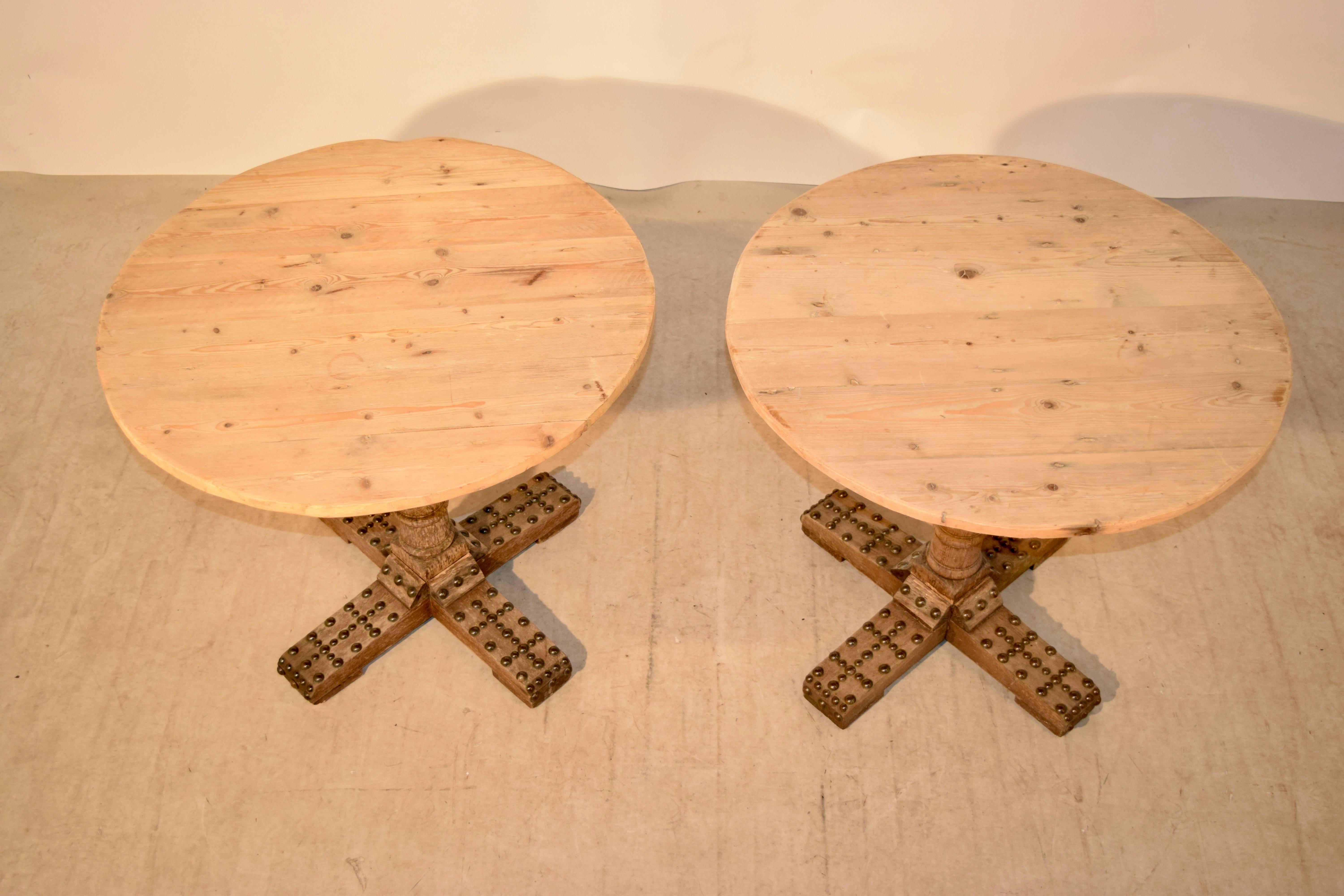 Pine Late 19th Century Pair of French Cafe Tables
