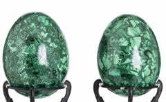 Paire d'œufs français en malachite de la fin du XIXe siècle