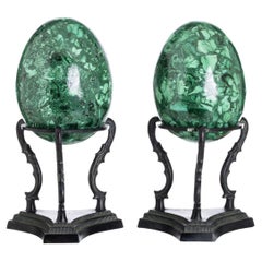 Late 19th Century Pair of French Eggs in Malachite