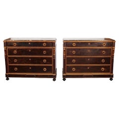 Late 19th Century Pair of French Napoleon III Commodes with Portoro Marble Tops