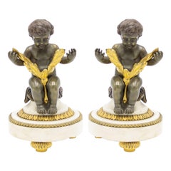 Late 19th Century Pair of French Victorian Bronze Cupids