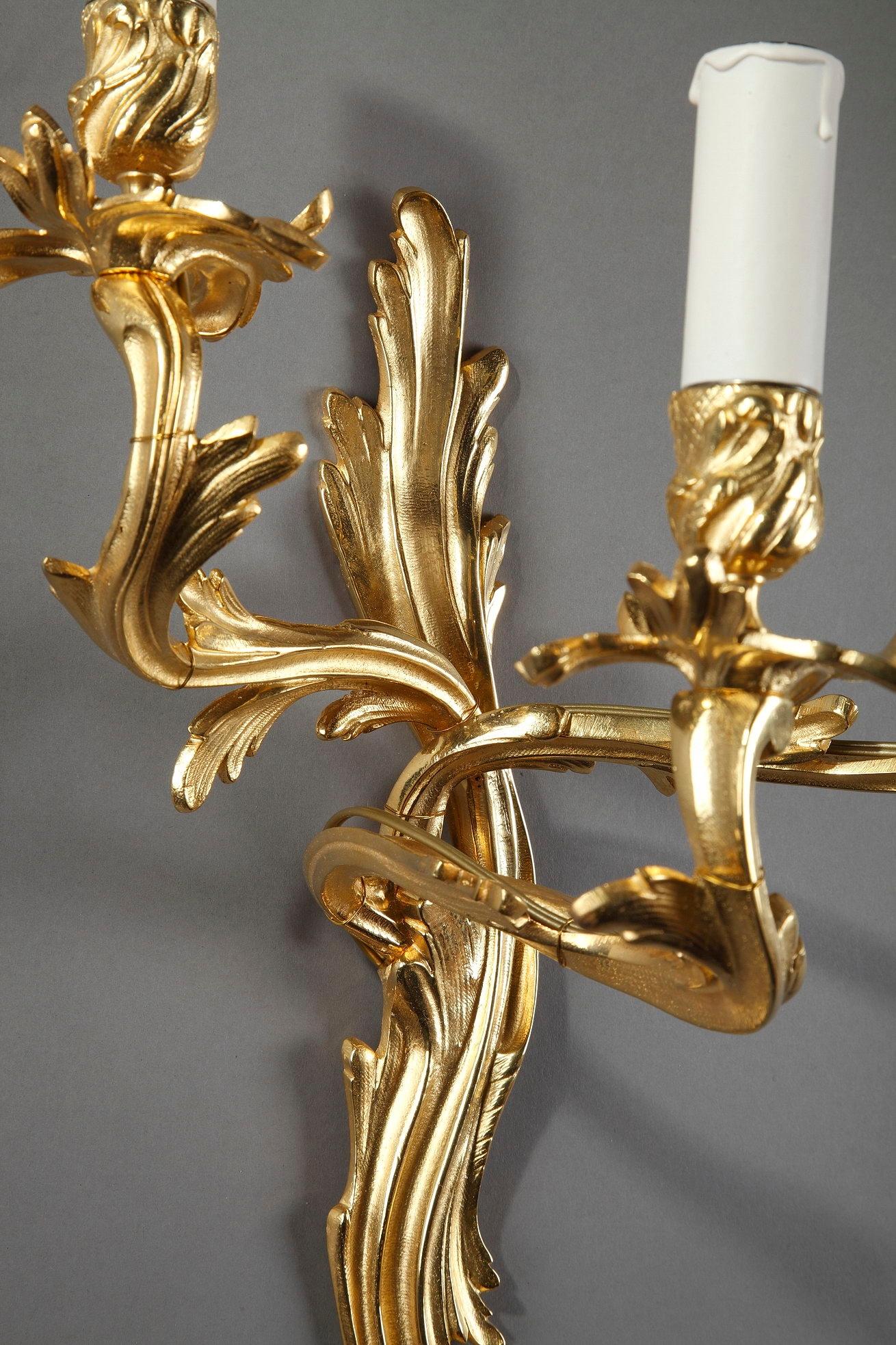 Late 19th Century Pair of French Wall Sconces in Louis XV Style 5