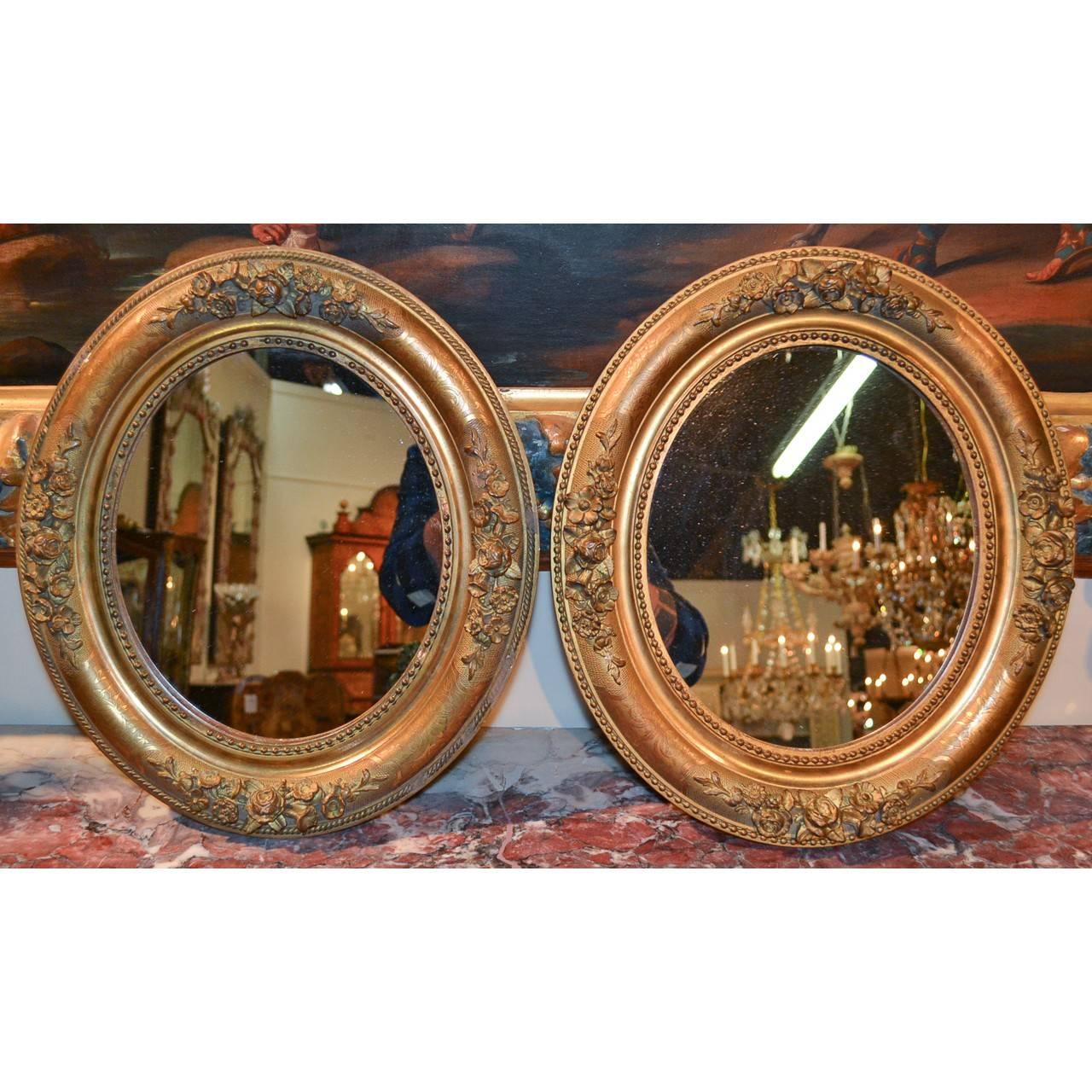 Gilt Late 19th Century Pair of French Water Gilded Mirrors