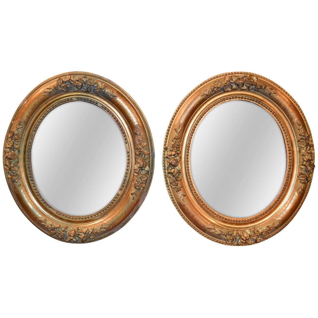 Late 19th Century Pair of French Water Gilded Mirrors