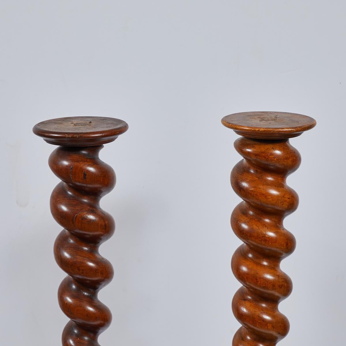 Late 19th century pair of French wooden turned stands.