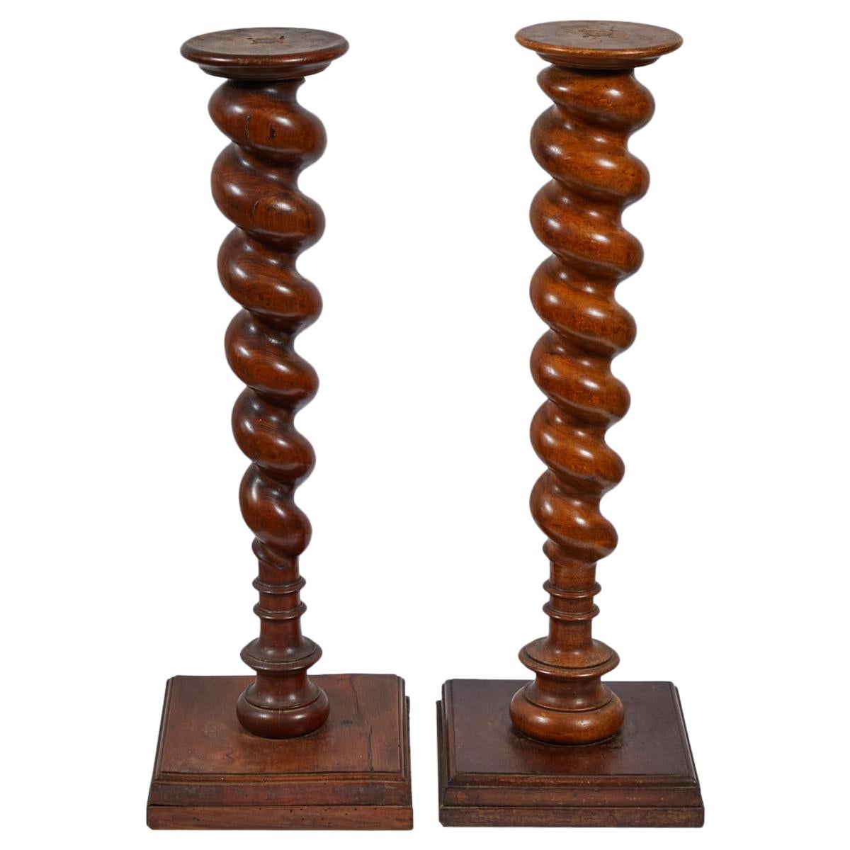 Late 19th Century Pair of French Wooden Turned Stands