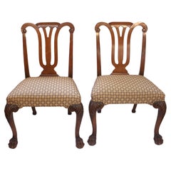 Antique Late 19th Century Pair of George II Style Irish Side Chairs