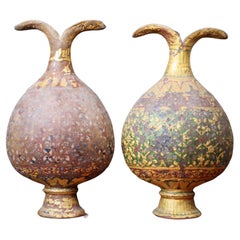 Late 19th Century Pair of Indian Kashmiri Papier Mache Gilt Vases Country House