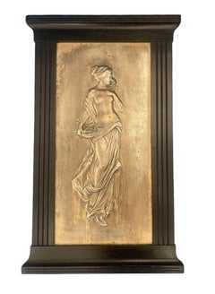 Late 19th Century Pair of Italian Silver Plate Relief Plaques Classical Maidens