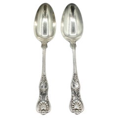 Late 19th Century Pair of "King" Pattern Sterling Silver Spoons