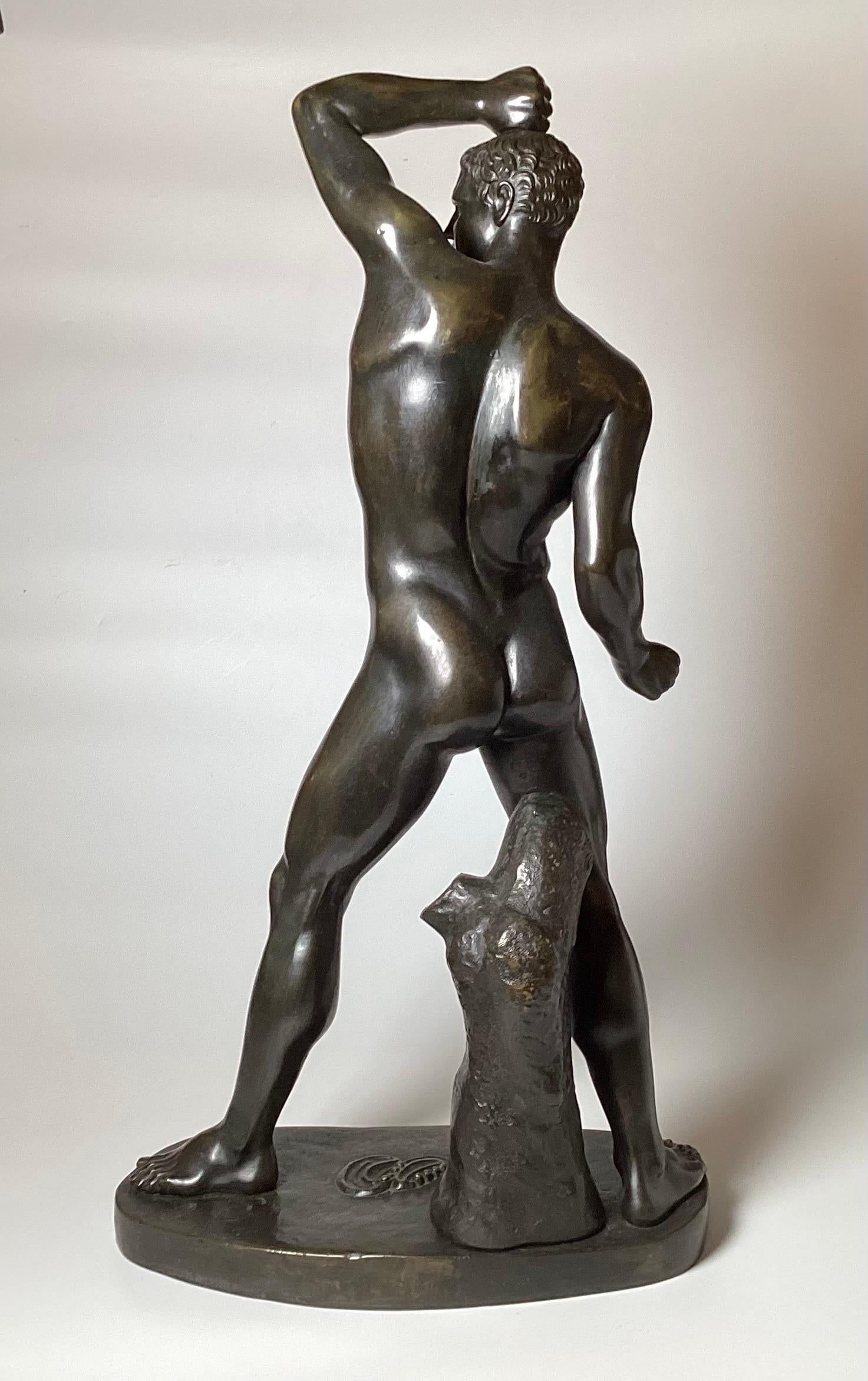 Late 19th Century Pair Of Large Bronze Male Greek Wrestlers- Creugas & Damoxenos For Sale 9