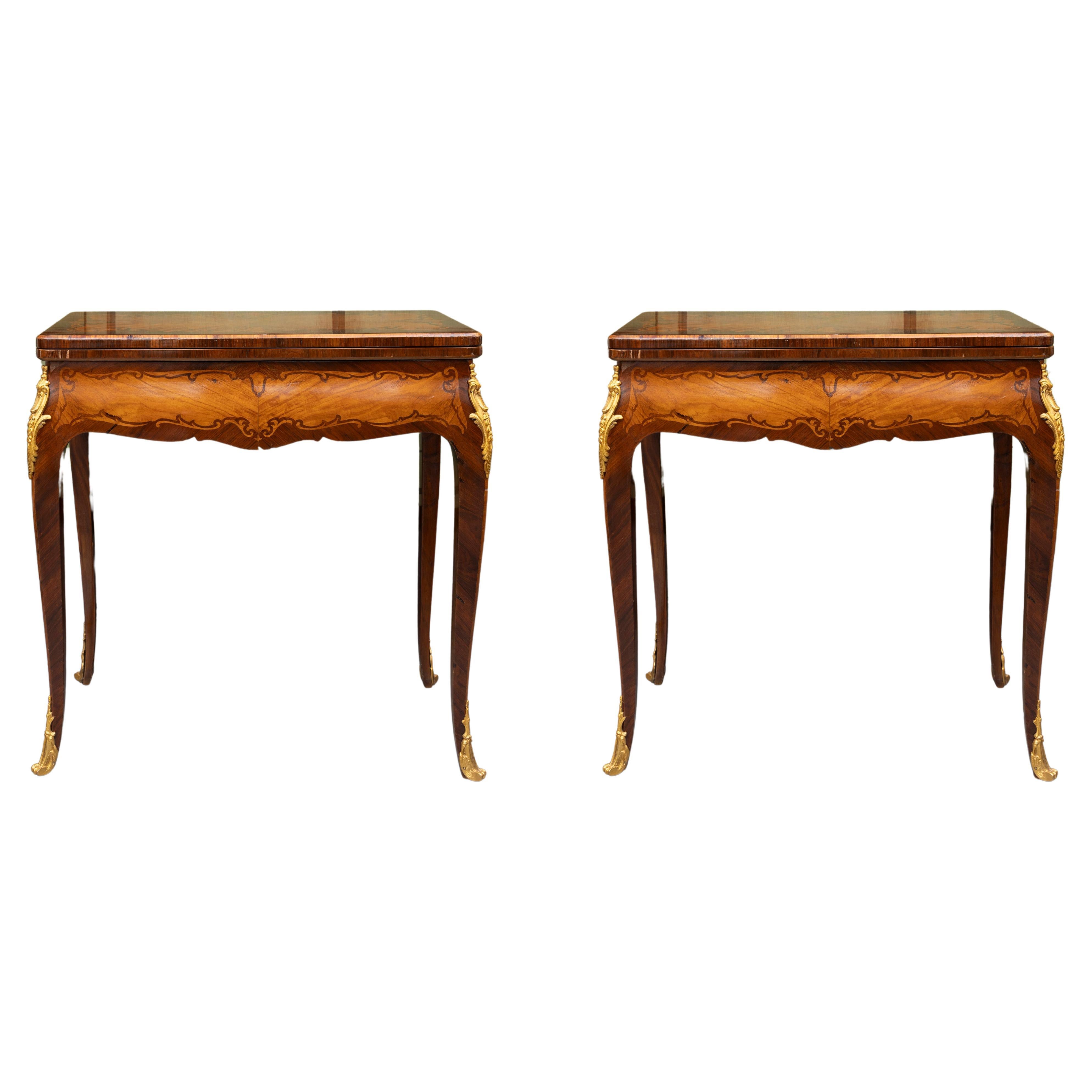 Late 19th Century Louis XV Style Game Tables, Pair available For Sale