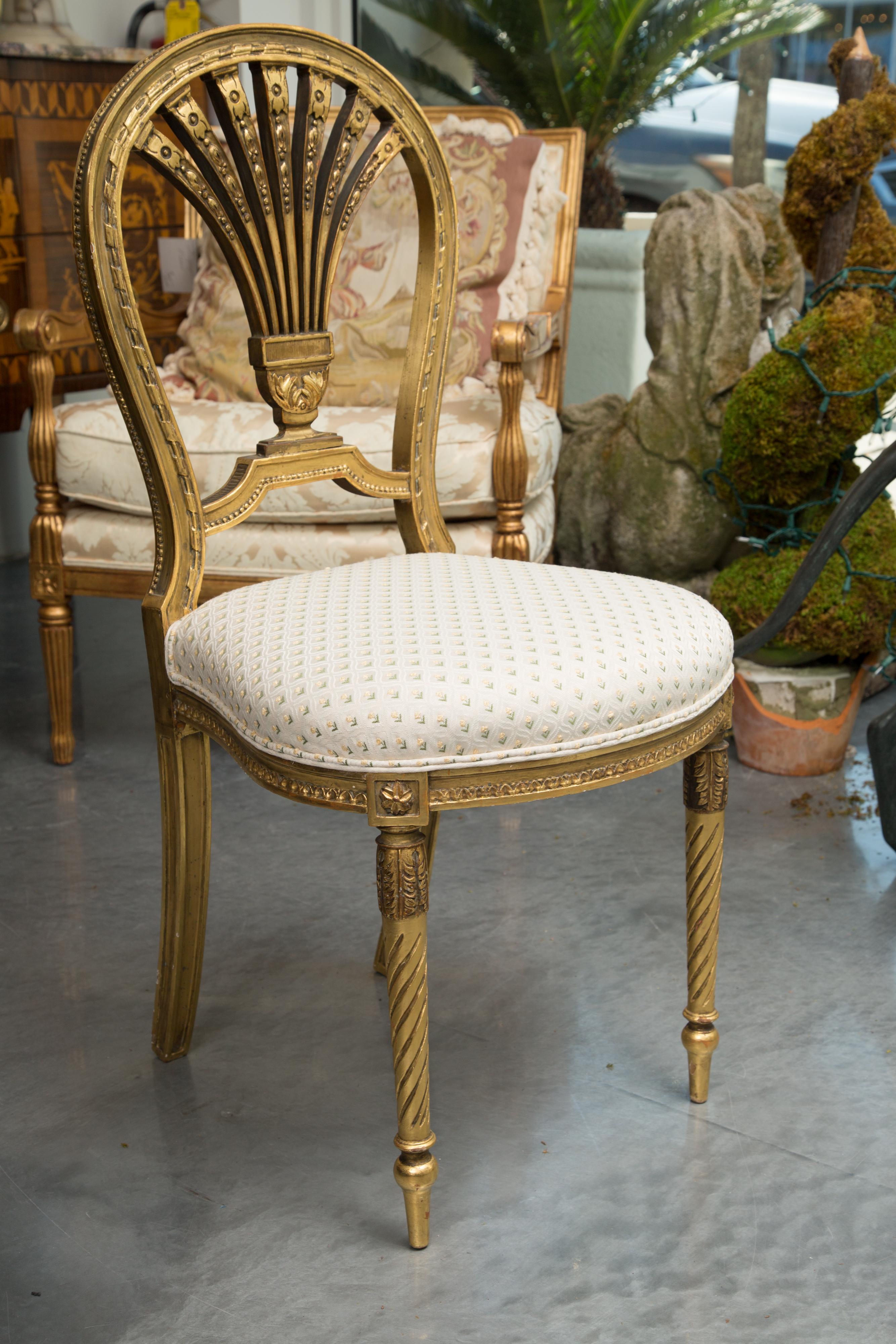 Late 19th Century Pair of Louis XV Style Giltwood Side Chairs 4