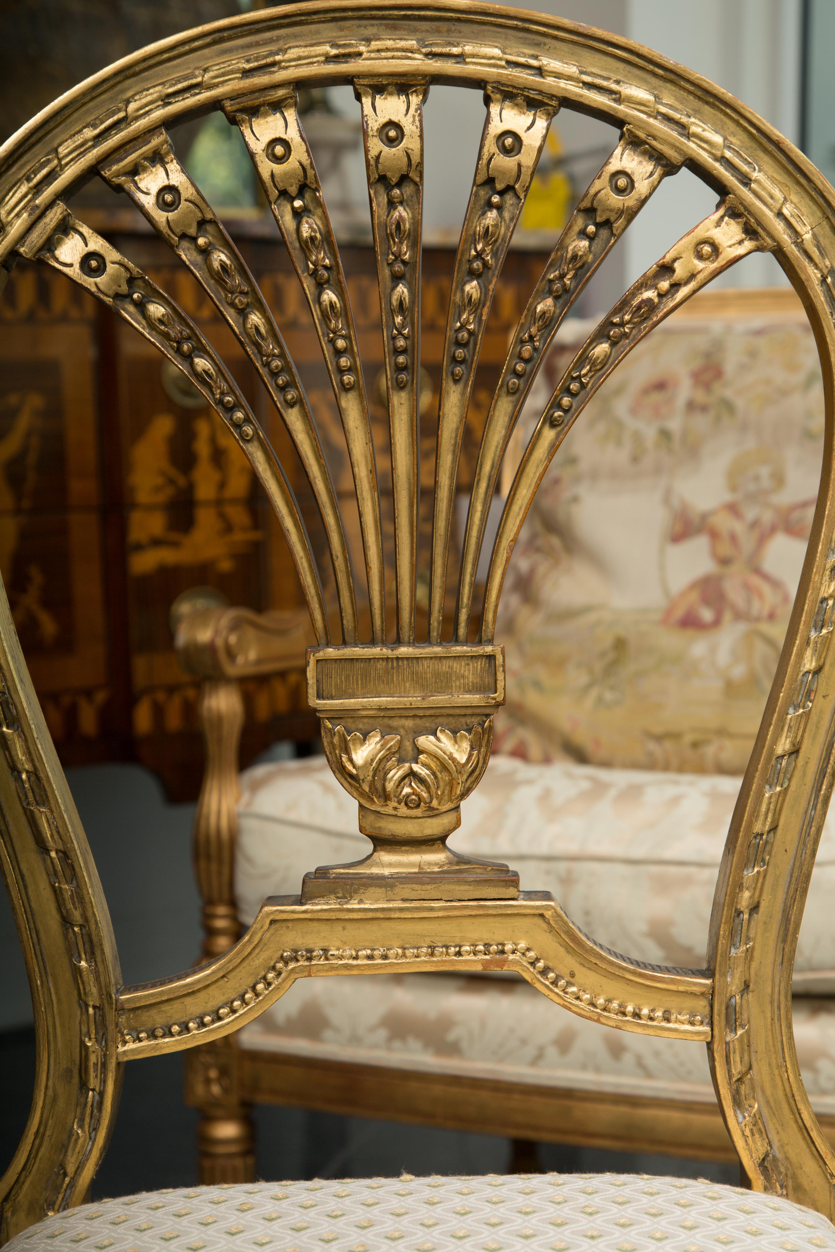 French Late 19th Century Pair of Louis XV Style Giltwood Side Chairs