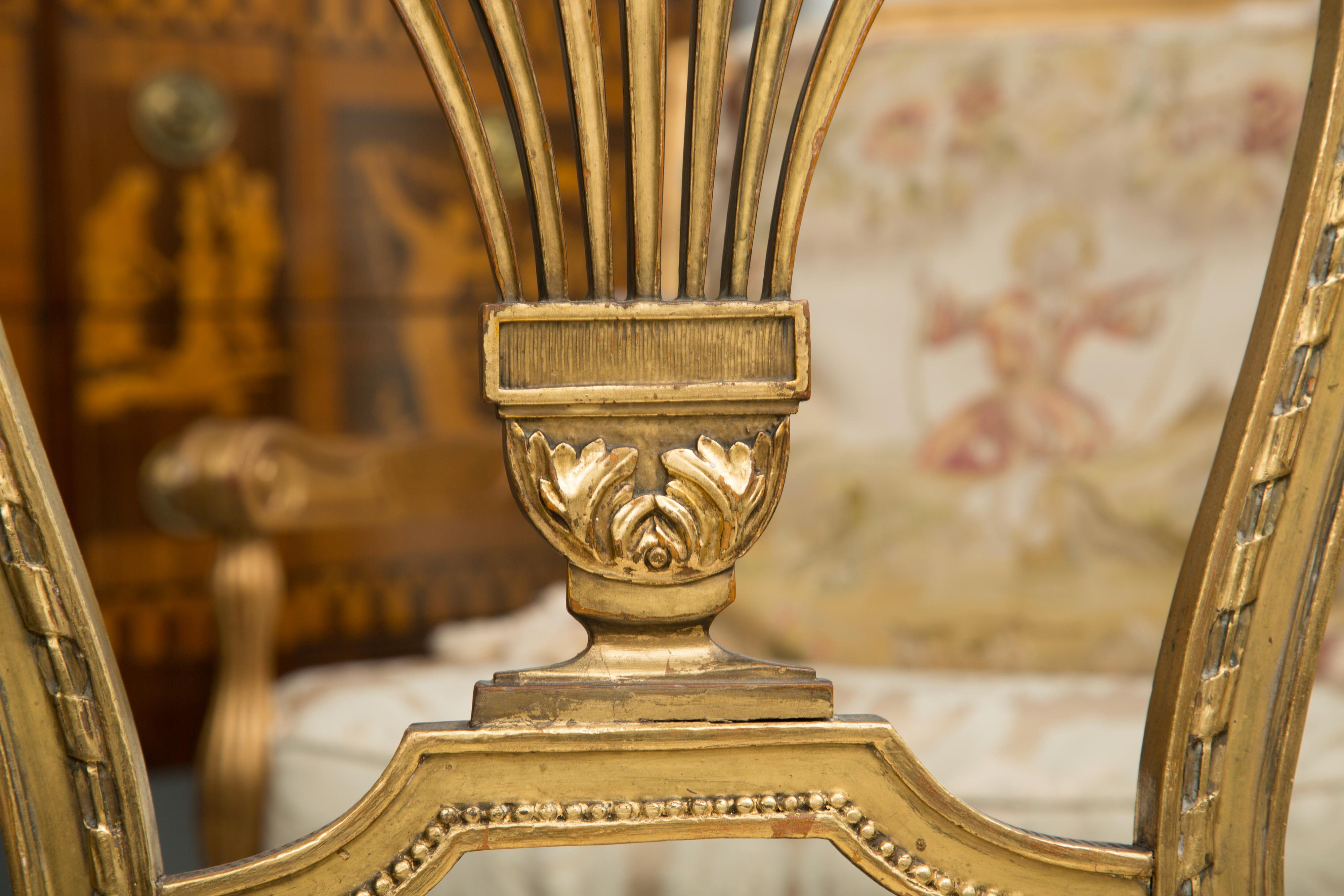 Woodwork Late 19th Century Pair of Louis XV Style Giltwood Side Chairs