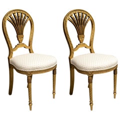 Antique Late 19th Century Pair of Louis XV Style Giltwood Side Chairs