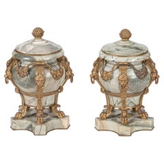 Late 19th Century Pair of Louis XV Style Ormolu and Marble Urns