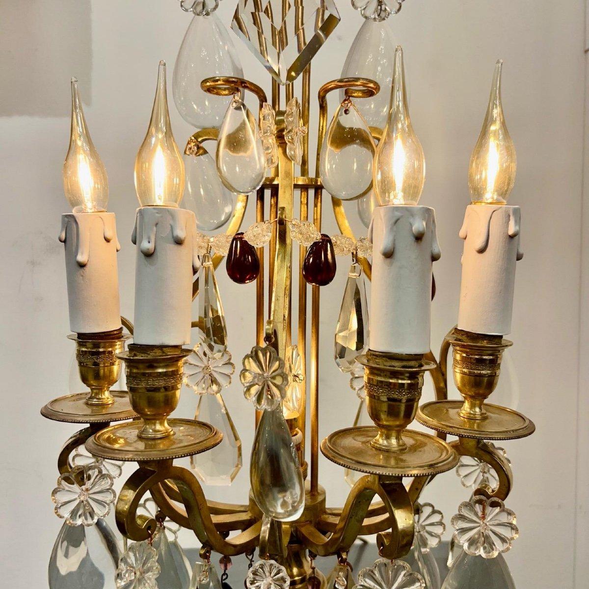 Late 19th Century Pair of Lyre Shaped Four-Light Candelabras For Sale 5