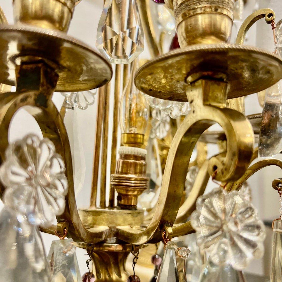 French Late 19th Century Pair of Lyre Shaped Four-Light Candelabras For Sale