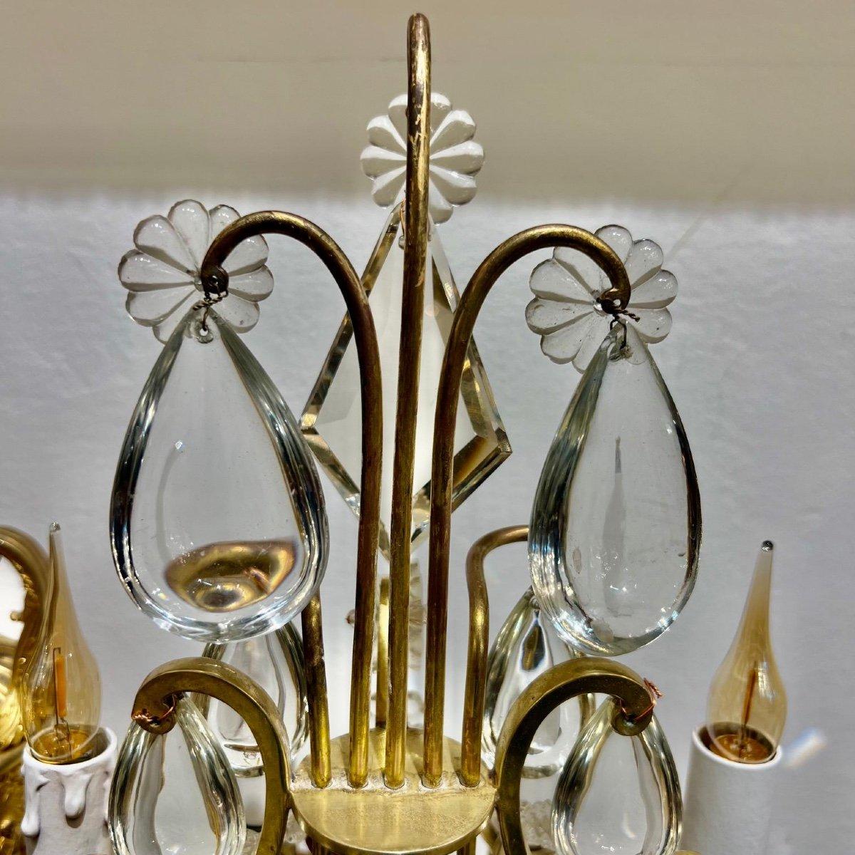 Late 19th Century Pair of Lyre Shaped Four-Light Candelabras In Good Condition For Sale In NICE, FR