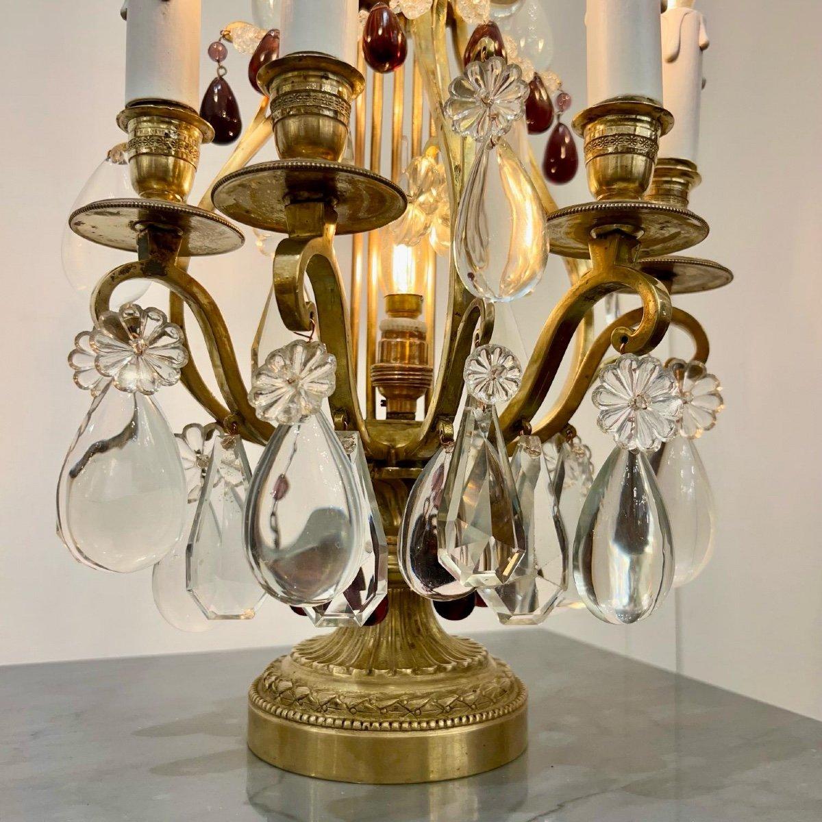 Bronzo Coppia di candelabri a quattro luci a forma di lira della fine del XIX secolo in vendita