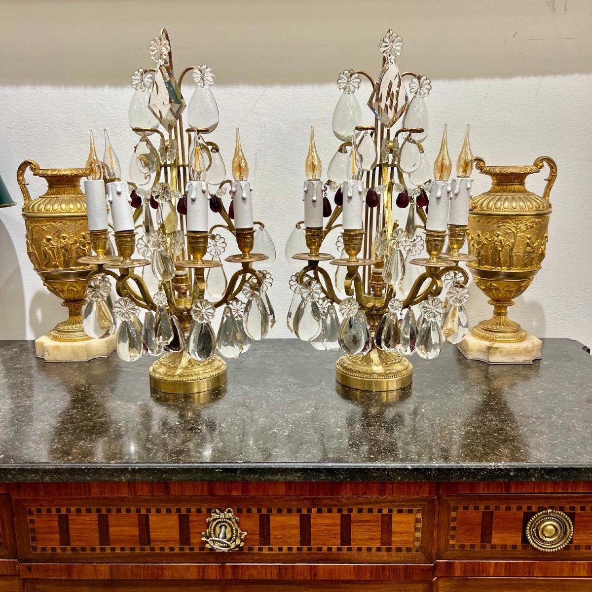Late 19th Century Pair of Lyre Shaped Four-Light Candelabras For Sale 3