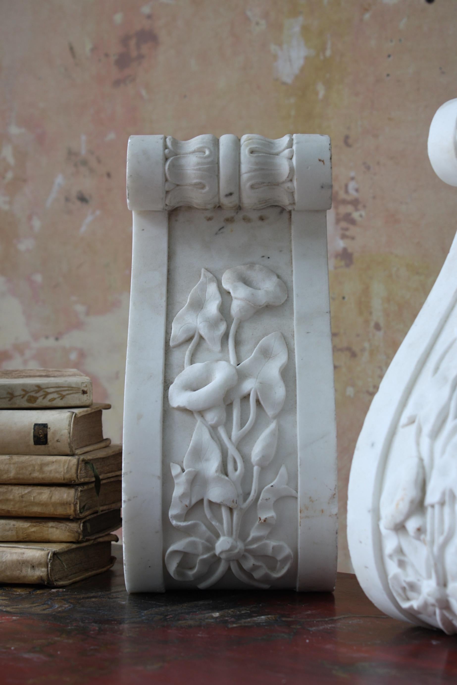 English Late 19th Century Pair of Marble Fire Surround Corbels Door Stops 