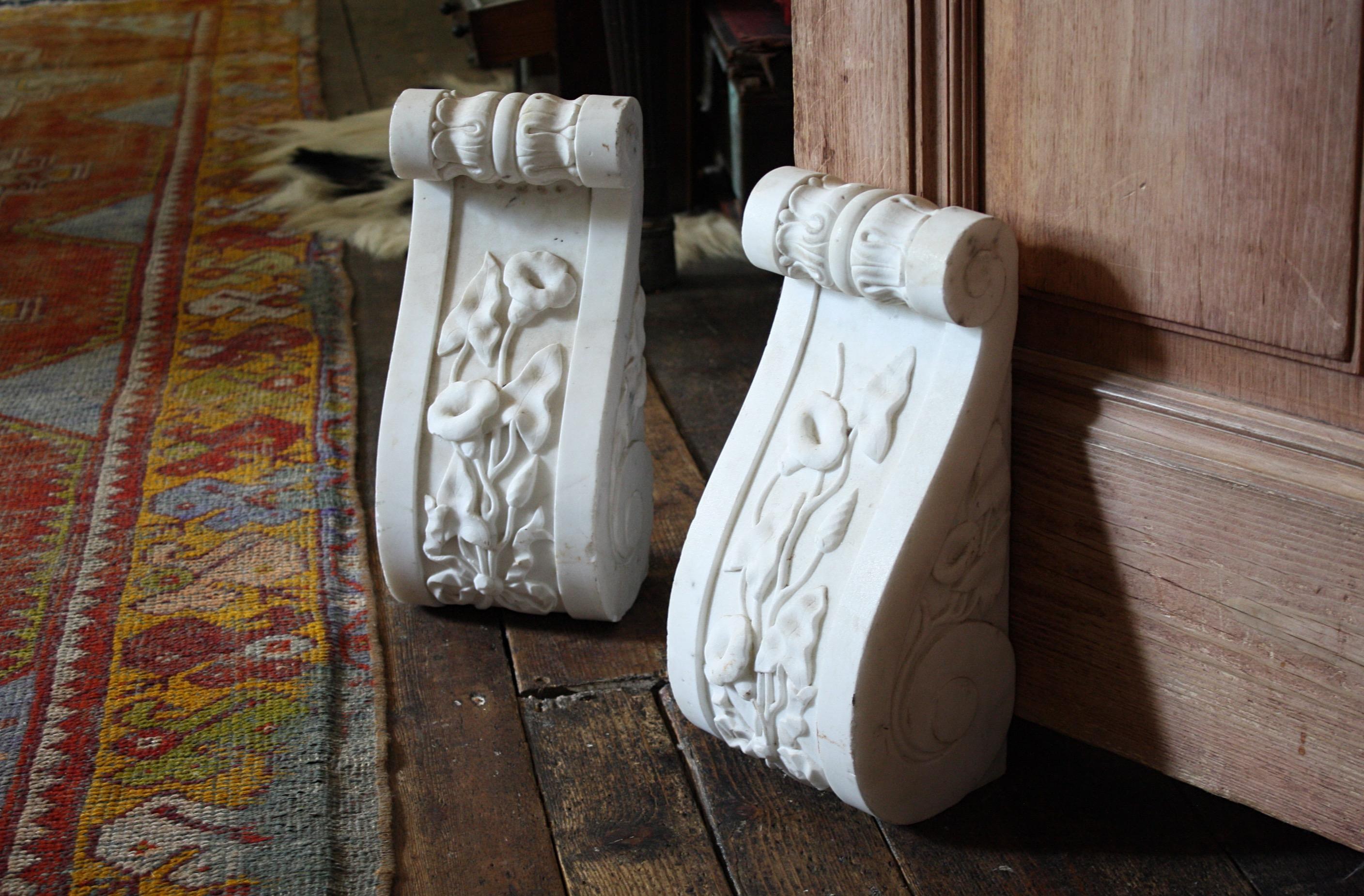 Late 19th Century Pair of Marble Fire Surround Corbels Door Stops  1