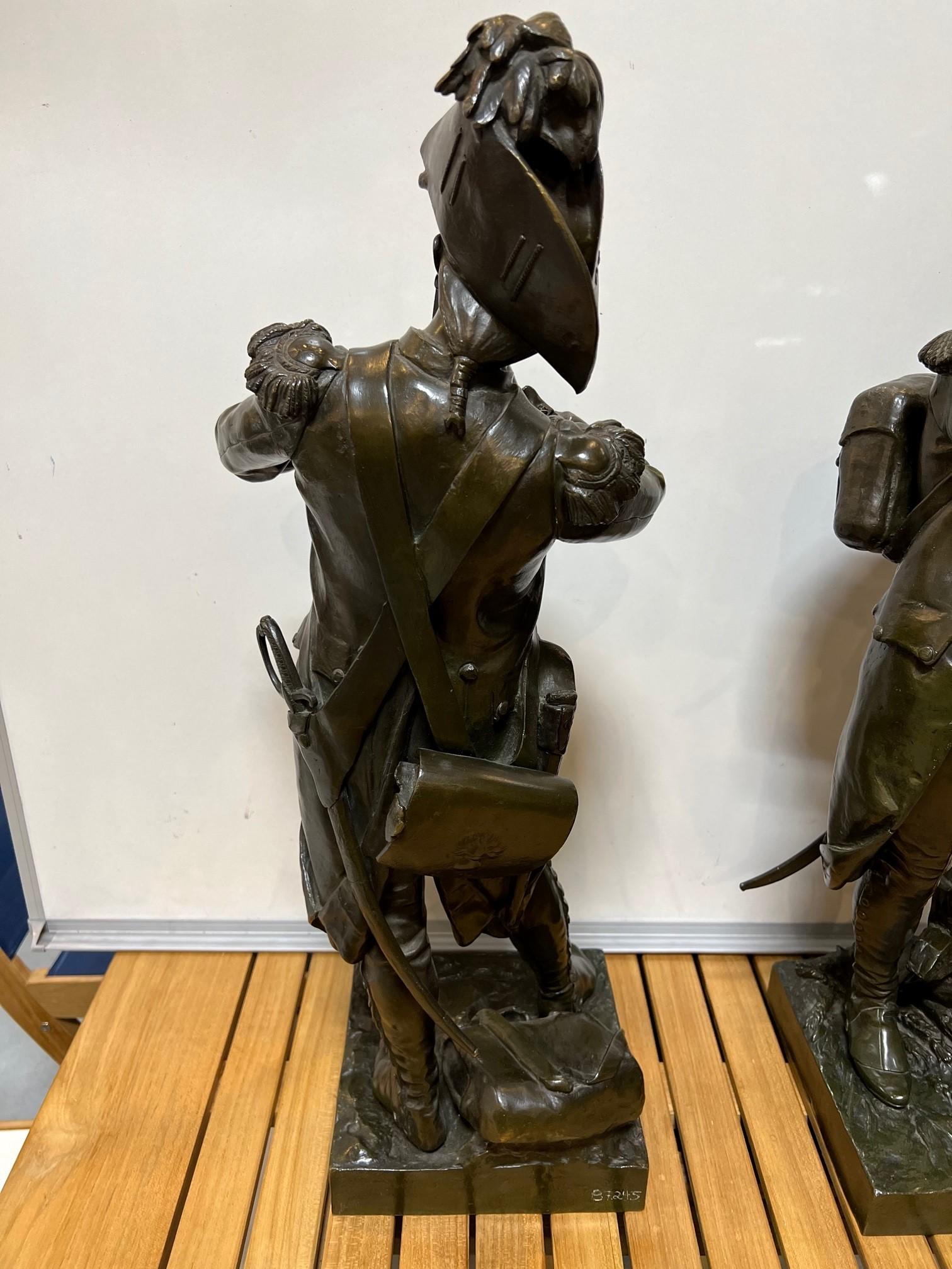 Late 19th Century Pair of Military Bronze Soldiers by Etienne Henri Dumaige  For Sale 8
