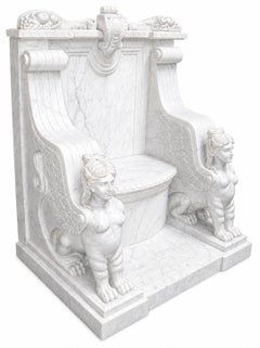 Late 19th Century Pair of Monumental Italian Marble Throne Chairs