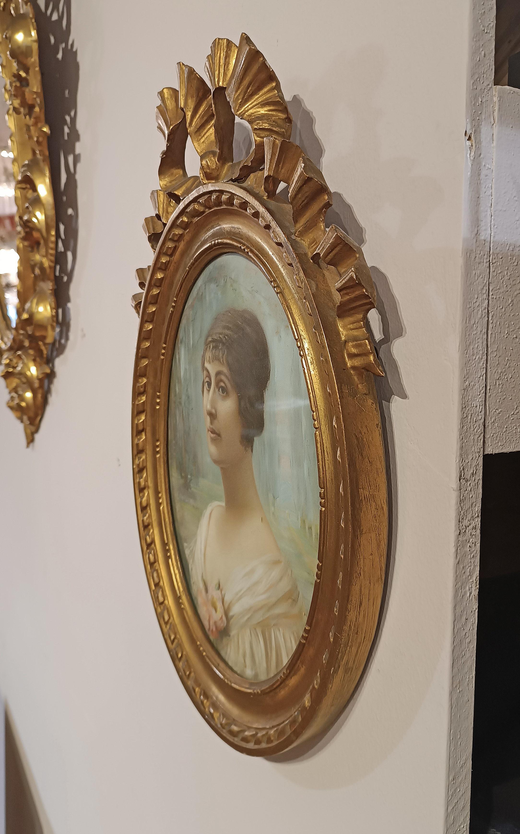 SPÄTES 19. JAHRHUNDERT PASTELLGEMÄLDE AUS OVAL (Italienisch) im Angebot