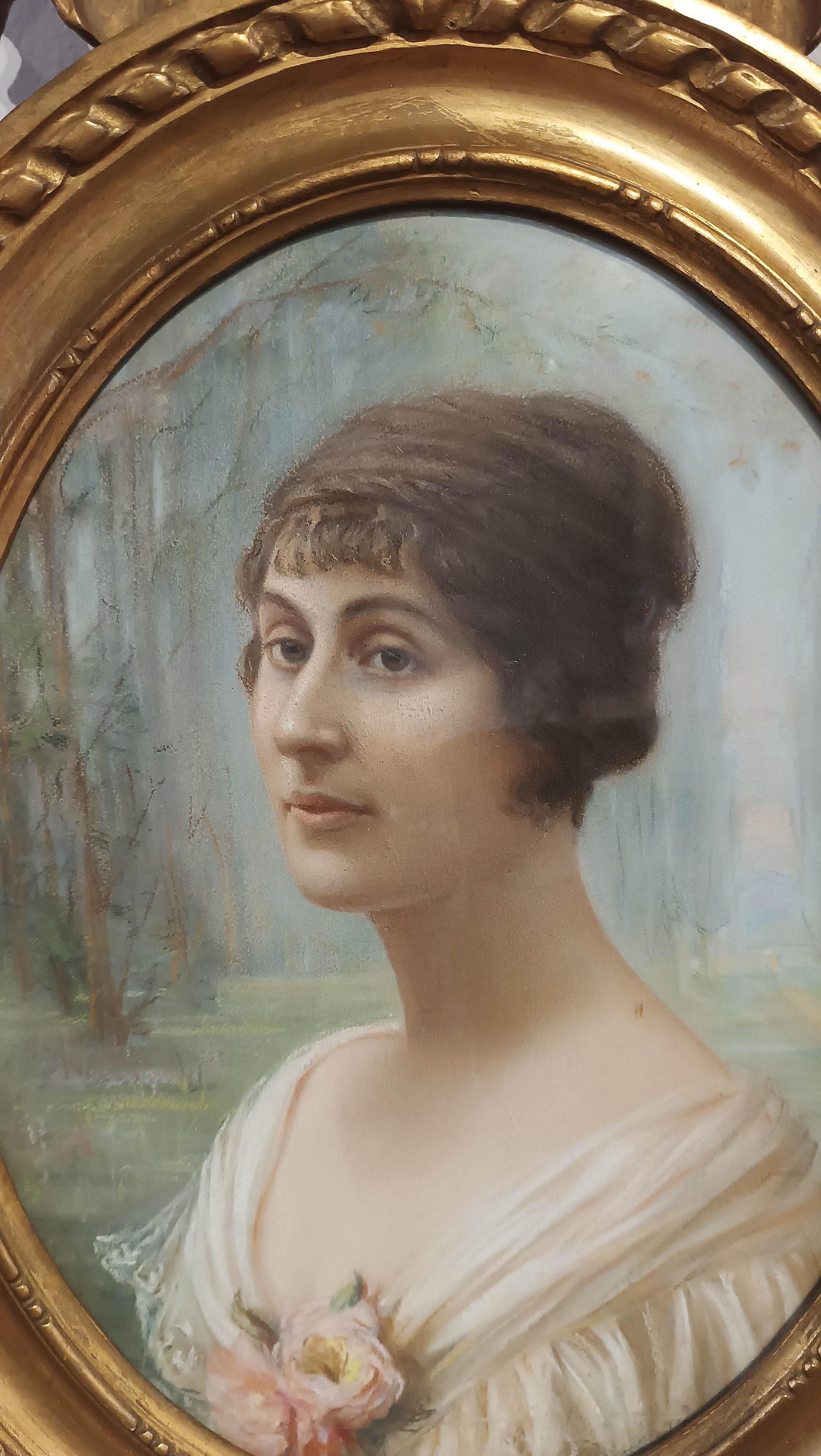 SPÄTES 19. JAHRHUNDERT PASTELLGEMÄLDE AUS OVAL im Zustand „Gut“ im Angebot in Firenze, FI