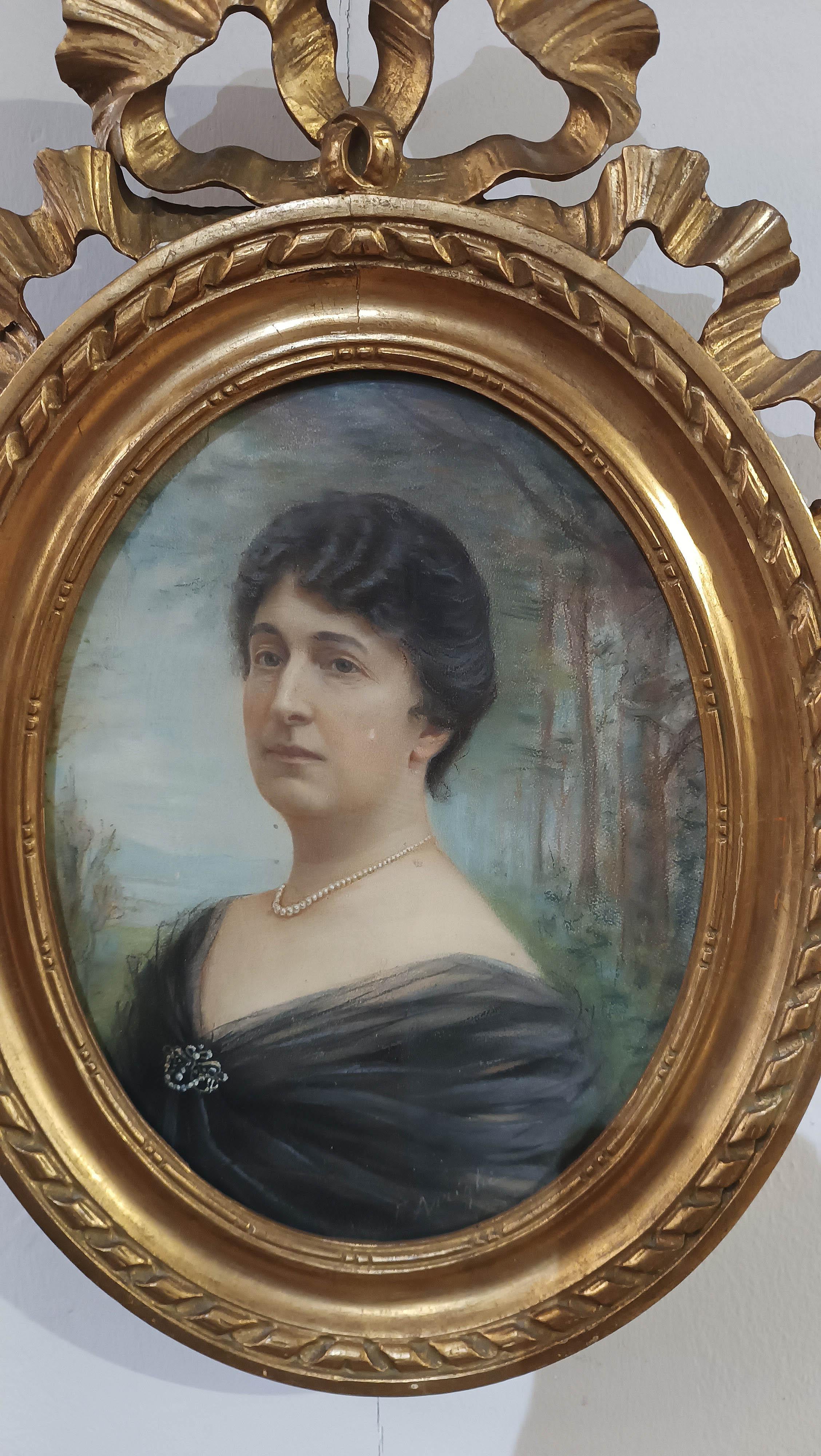 SPÄTES 19. JAHRHUNDERT PASTELLGEMÄLDE AUS OVAL (Holz) im Angebot