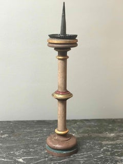 Late 19th Century Pair of Painted Belgium Candlesticks