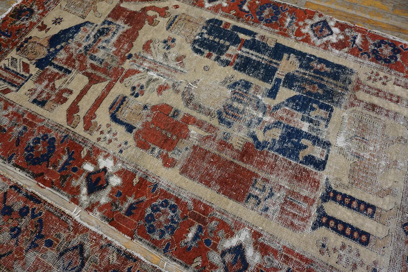 Late 19th Century Pair of Pictorial Baluch Ferdous Carpets ( 3'7