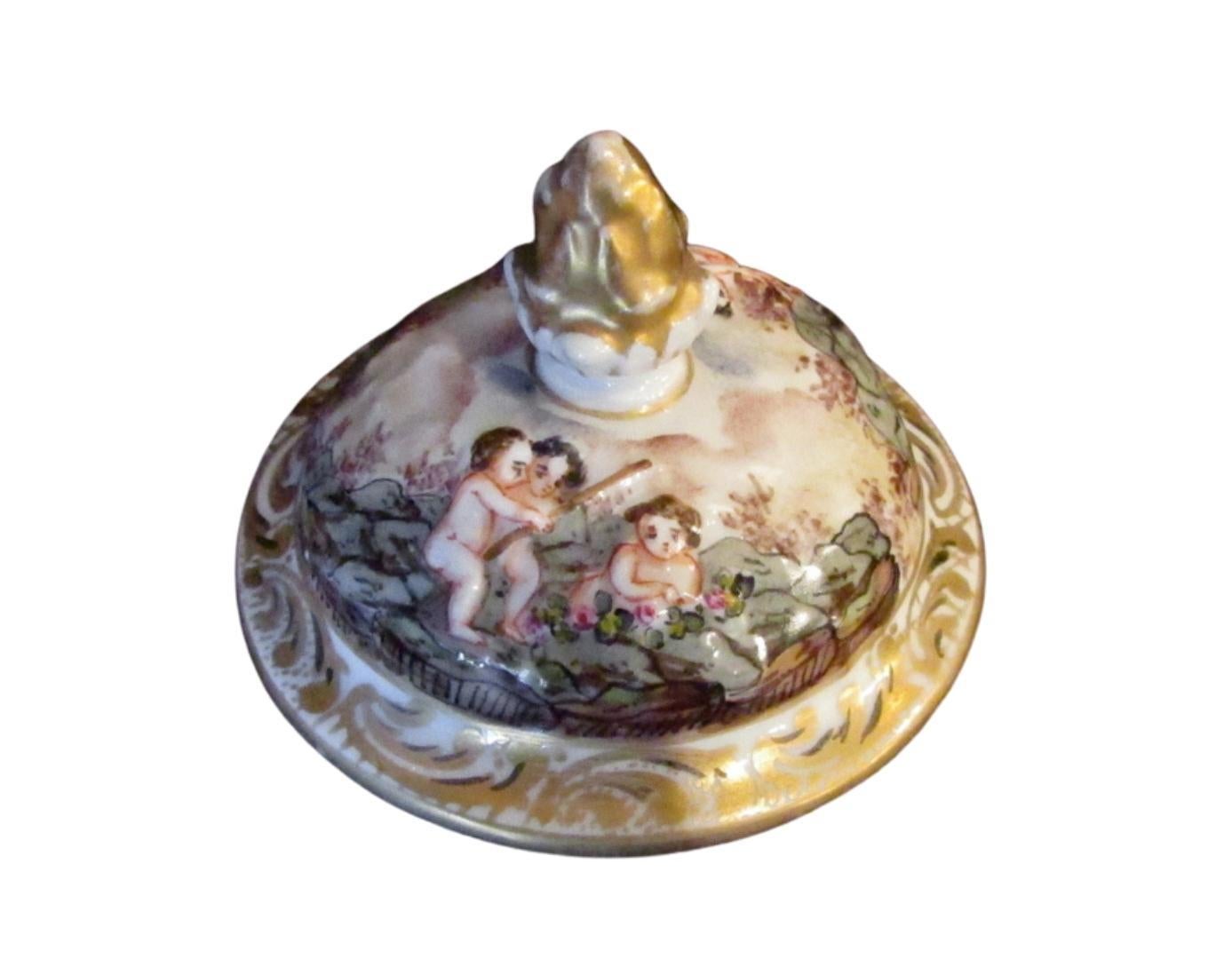 Late 19th Century, Pair of Porcelain Capodimonte Urns with Covers For Sale 1