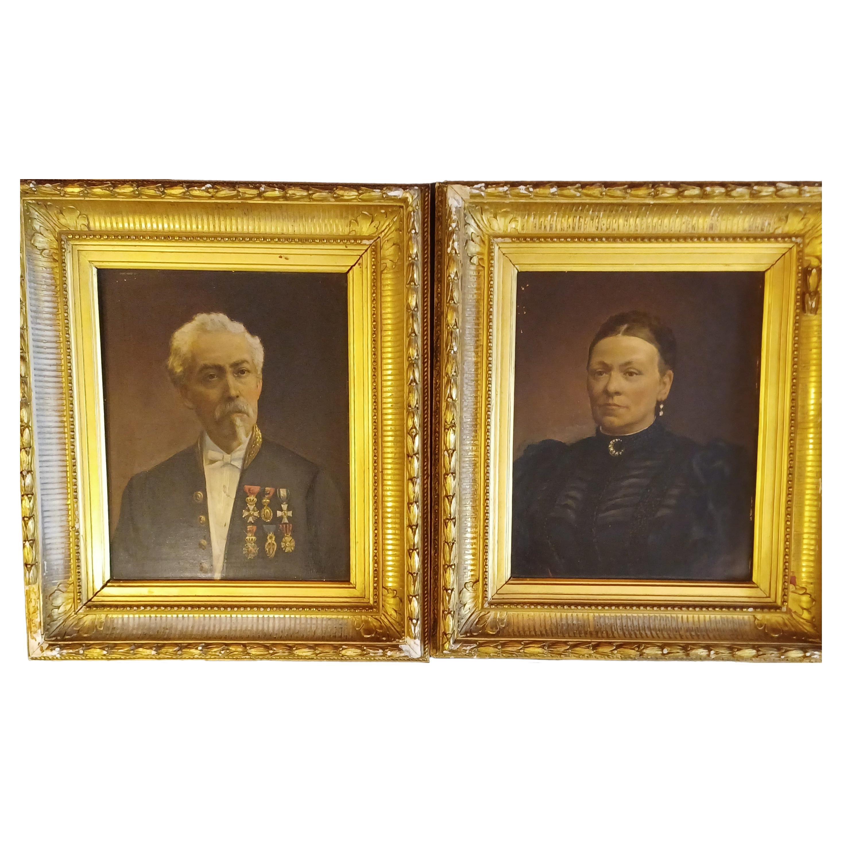 Late 19th century pair of portraits