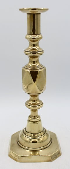 Late 19th Century Pair of "Queen of Diamonds" Brass Candlesticks
