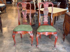 Late 19th Century Pair of Red Chinoiserie Chairs