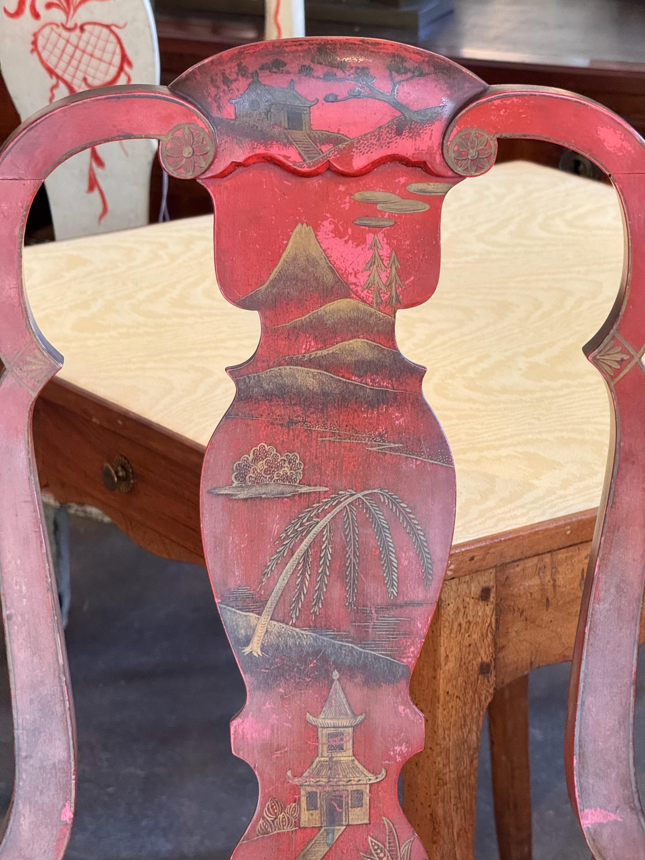 Paire de chaises chinoises rouges de la fin du 19e siècle en vente 3