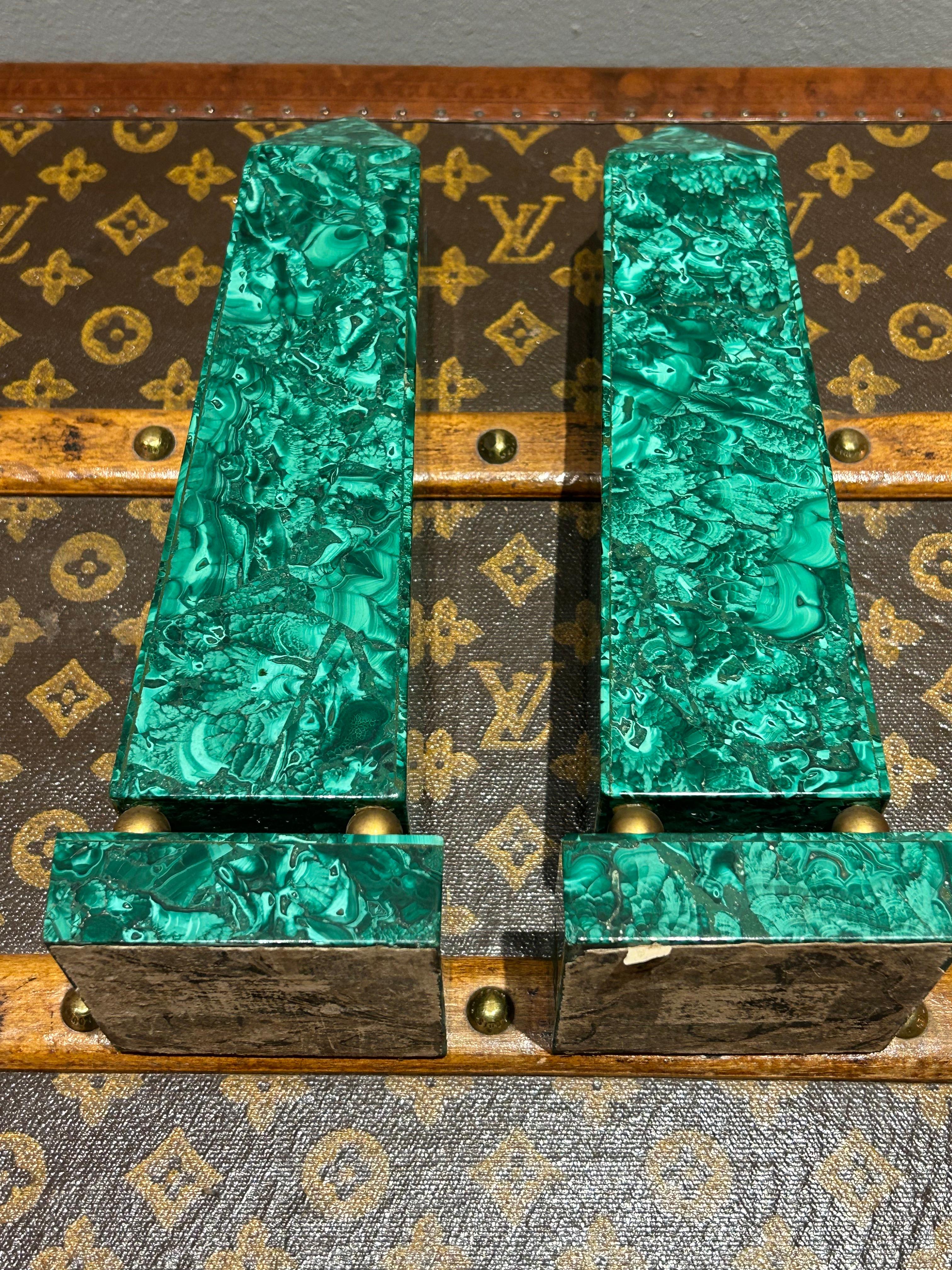 Late 19th Century Pair of Russian Malachite Obelisks For Sale 5